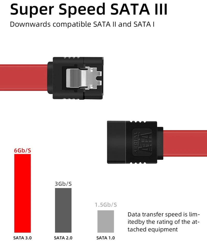 Yanboronsn sata iii duomenų kabelis, 7,62 cm sata 6.0 gbps 7 kontaktų trumpas duomenų kabelis, sata iii mama į viršų dešinio kampo mama duomenų kabelis (5 vnt.), suderinamas su 6,35 cm ssd, 8,89 cm hdd diskais