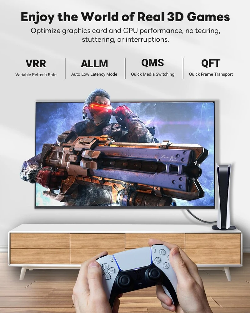 Yauhody Hdmi 2.1 kabelis 7.5 m, 48 Gbit/s itin didelis greitis 10k 8k 60hz, 4k 240hz 165hz 144hz 120hz, Hdmi® kabelis 2.1 Ultra Hd Earc Hdr10+ Hdcp Vrr Allm, suderinamas su X-box Series, Tv, monitoriumi, Pc, Blu-ray