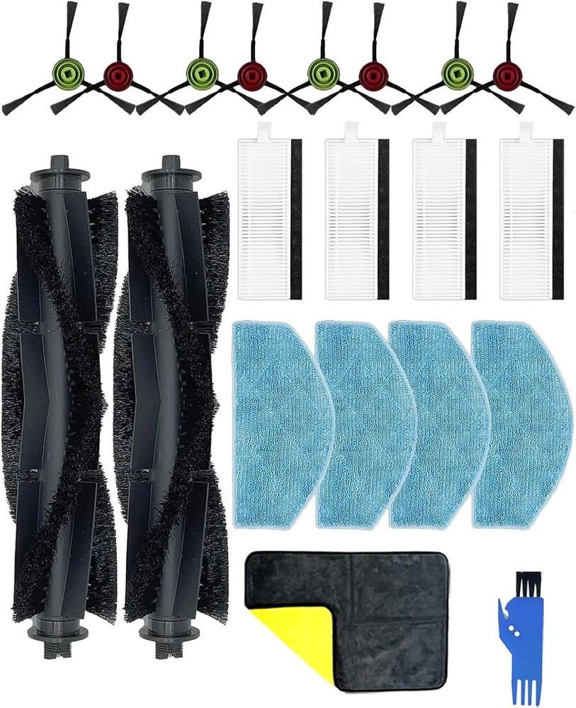 Yivy 20 dalių atsarginių dalių rinkinys, skirtas Tikom G8000/g8000 Pro dulkių siurbliui, Honiture G20/g20 Pro priedų rinkinys, Laresar Evol 3 priedas: 2 pagrindiniai šepečiai, 4 šluostės, 8 juodi šoniniai šepečiai, 4 Hepa filtrai