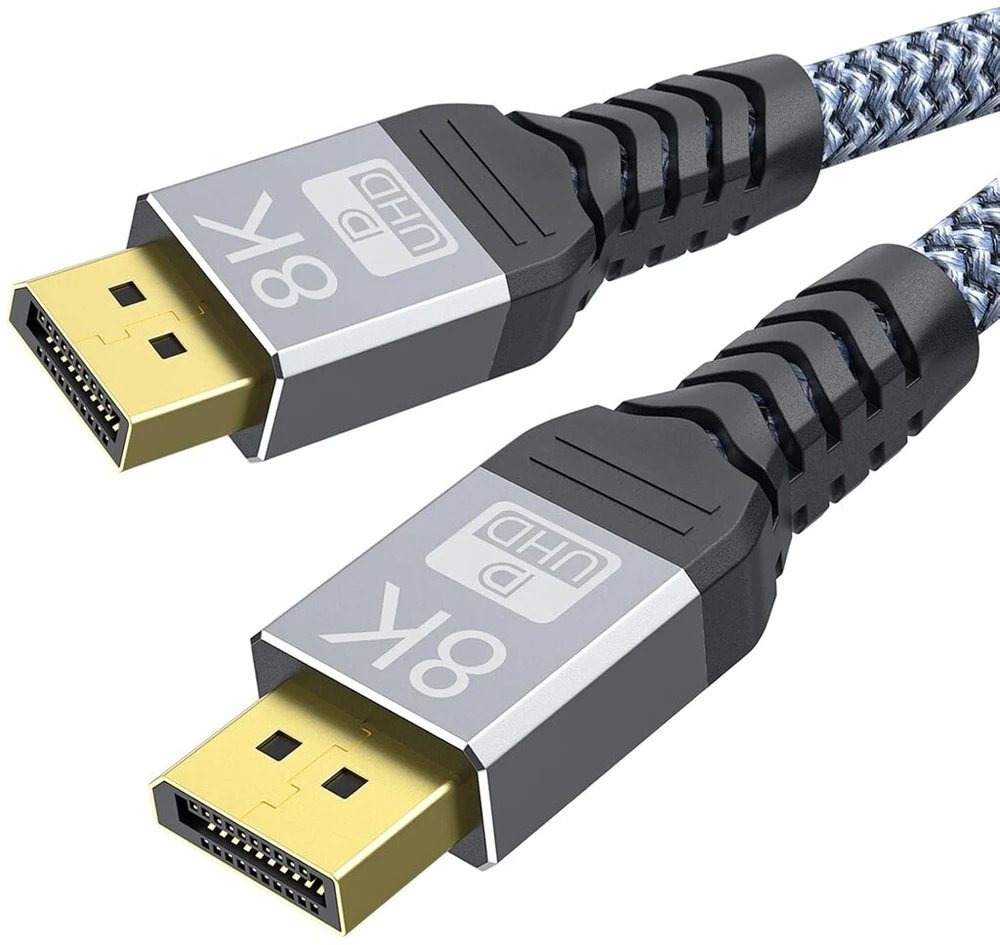 Yojock Displayport 1.4 kabelis, Dp kabelis 3m didelės spartos [8k@60hz/4k@144hz/2k@165hz, Hdr] Displayport į Displayport kabelis nailono pynės, skirtas nešiojamam kompiuteriui, Pc, žaidimų monitoriui, Freesync/g-sync, Tv (3m)