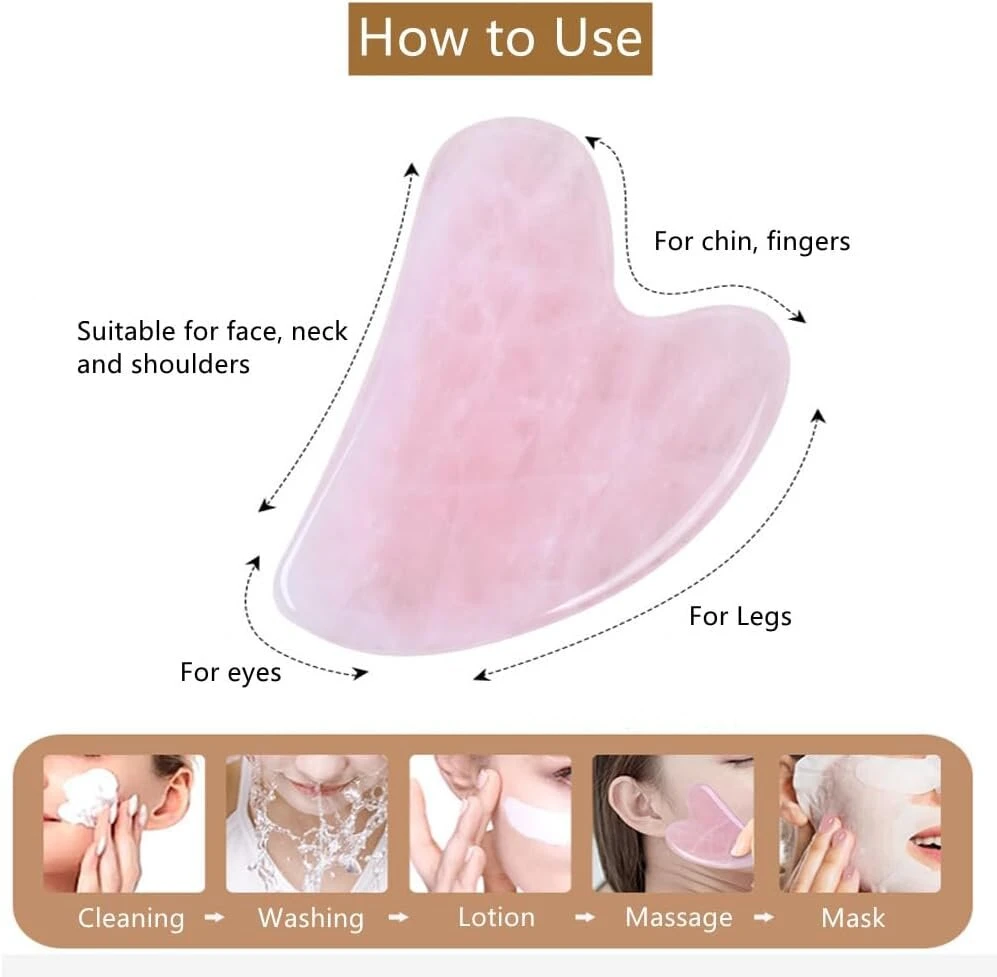 Yolistar 2 dalių gua sha masažo įrankis, gua sha veido įrankis veidui ir kūnui su 2 x velvetiniu maišeliu, širdies formos gua sha jadeitas, dovana odos priežiūrai