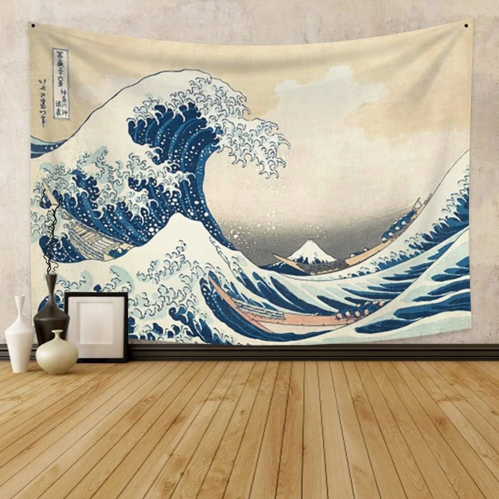 Yongfoto 100 x 70 cm gobelenas Ukiyo-e Mountain Fuji 36 Views kambario sienos kabinimas Didžioji banga priešais Kanagavą kraštovaizdžio sienų menas japoniškas tradicinis paveikslas Toyo stiliaus gobelenai
