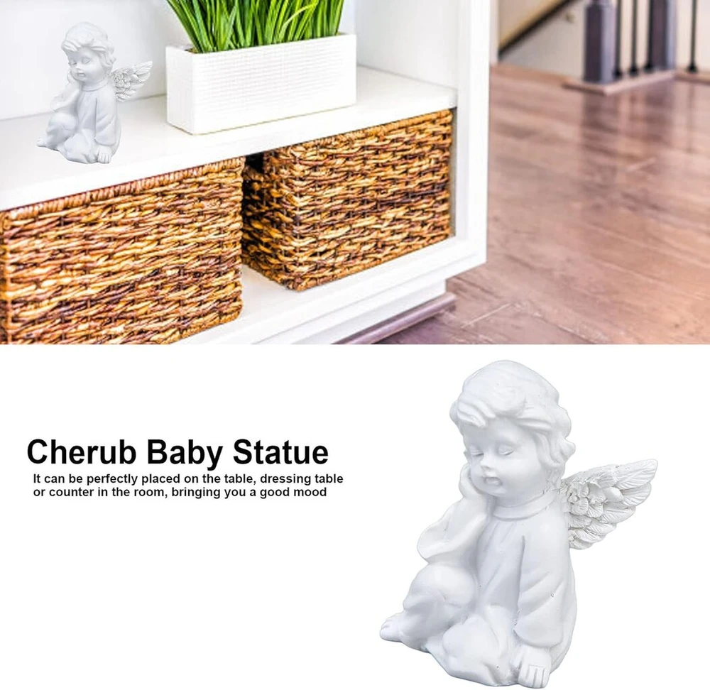 Yosoo Health Gear cherubo statula, iš sintetinės dervos, gražaus stiliaus baltos kūdikio figūrėlės vakarėlių dekoracijoms, sodo dekoravimui ir namų dekoravimui. Žavios skulptūros