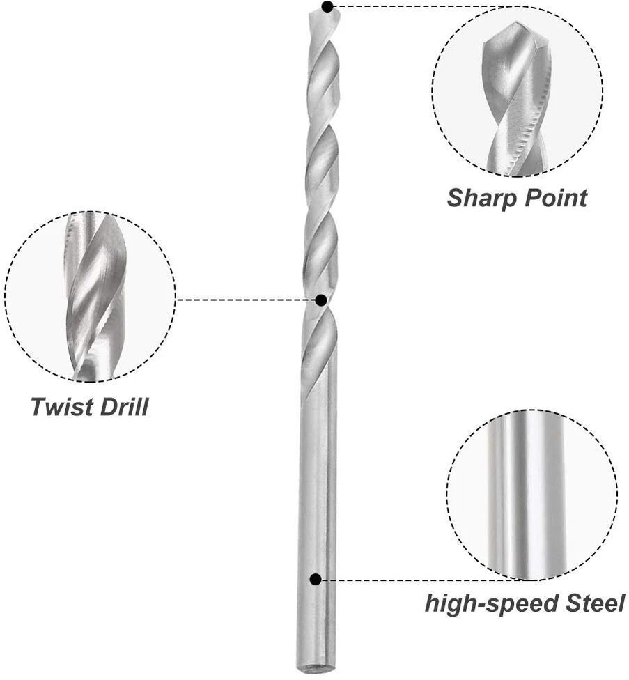 Ypač ilgi suktuko grąžtai, 2-5 mm, 150-160 mm ilgio