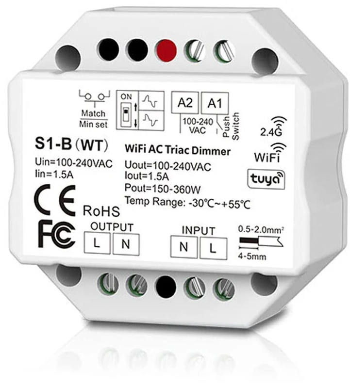 Ysrsai įleidžiamas reguliatorius ac triac led reguliatorius wifi su 2.4g rf nuotolinio valdymo transformatoriaus belaidžiu jungikliu, skirtas smart life app amazon alexa google home