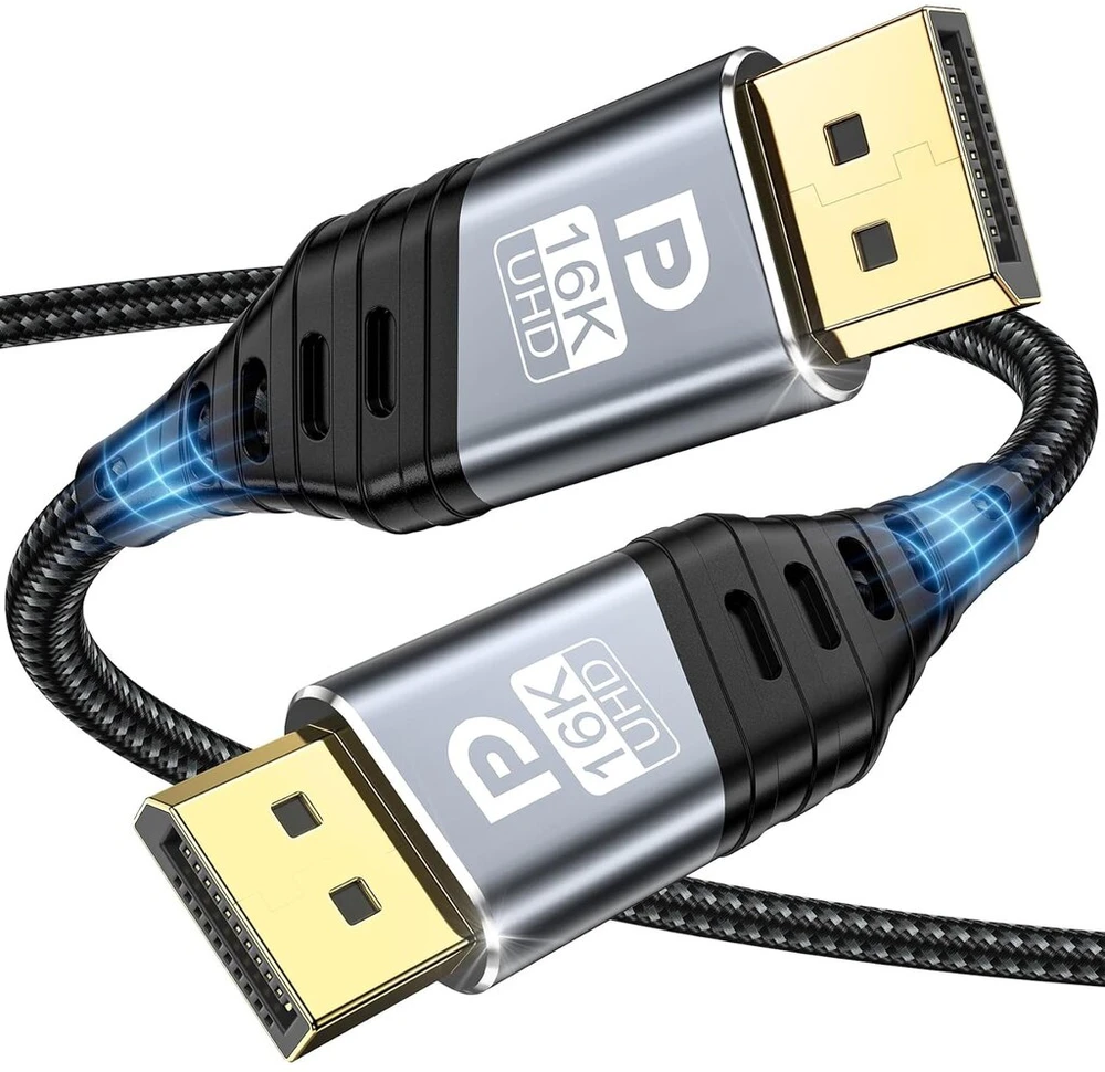 Yuetuol 16k Displayport 2.1 kabelis, Dp kabelis 2m, perdavimo sparta 40gbps, 16k@60hz, 8k@120hz, 4k@240hz/165hz/144hz, 2k@240hz žaidimų monitoriui, vaizdo plokštei, nešiojamam kompiuteriui, Pc, televizoriui, projektoriui