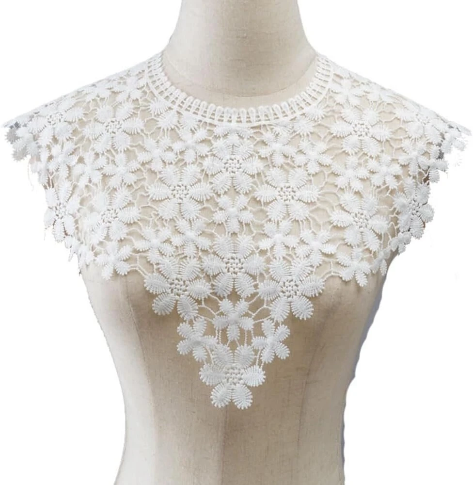 Yurosiay siuvinėtų nėrinių apykaklė, netikra apykaklė, elegantiška nėriniuota nerta apykaklė, įsiuvama apykaklė, nėrinių gėlės, siuvinėta nėrinių apykaklė, aplikacijos nėrinių apykaklė siuvimui, Baltas 1#