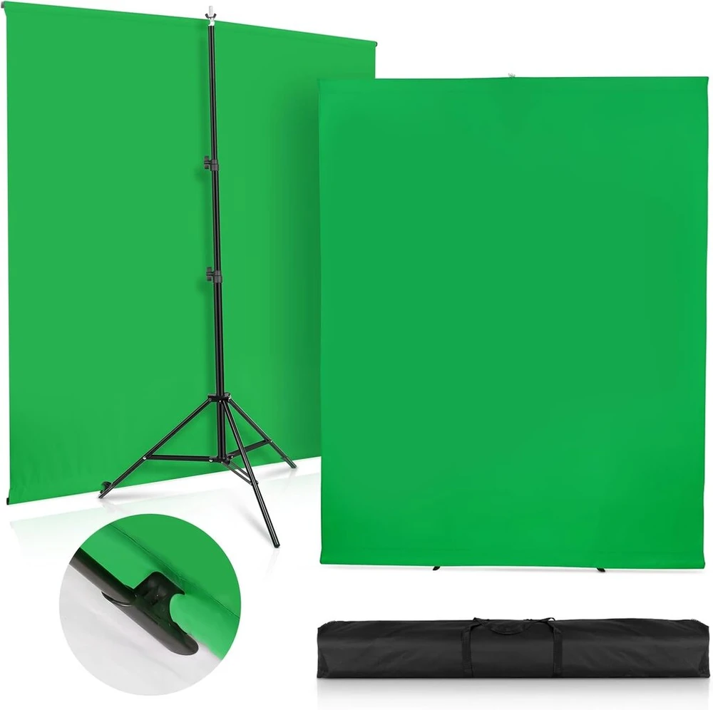 Žalias fonas su stovu 2x2m, chromakey, studijai, transliacijoms