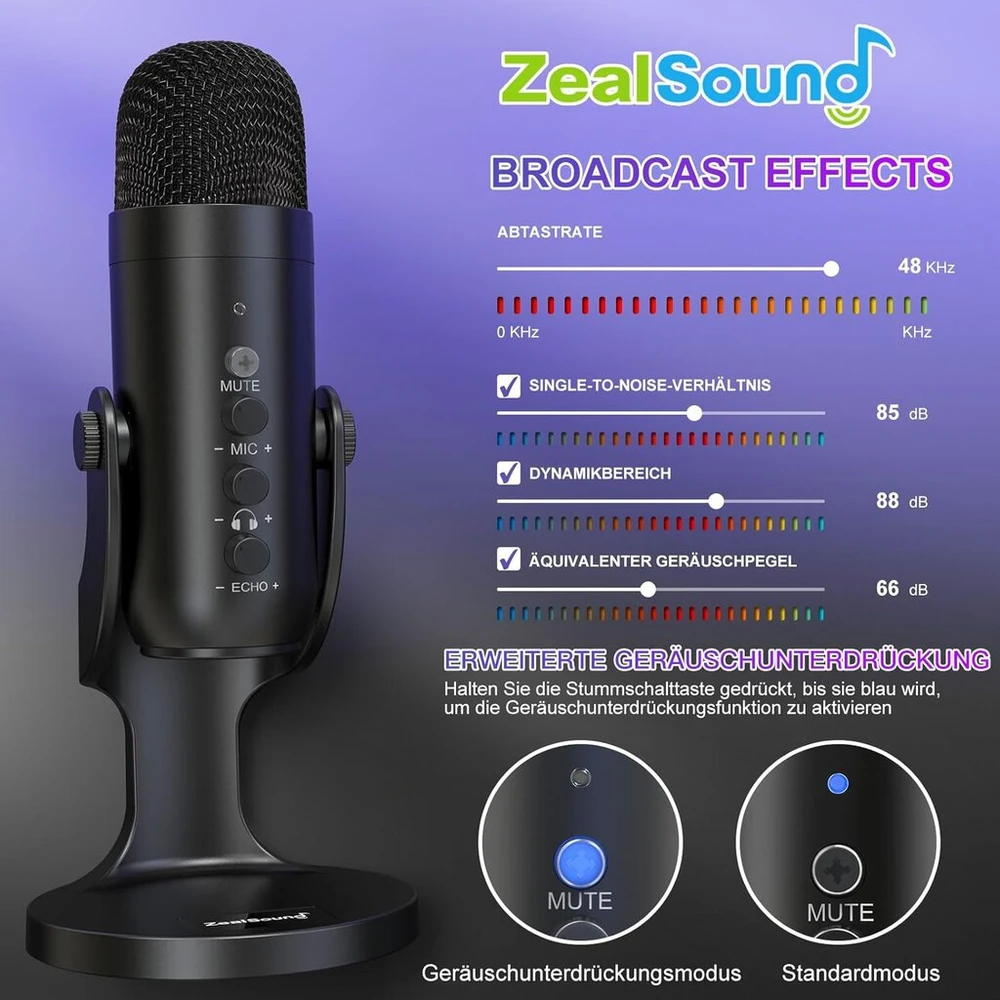 Zealsound Usb-c kondensacinis mikrofonas Pc, telefonui, žaidimams