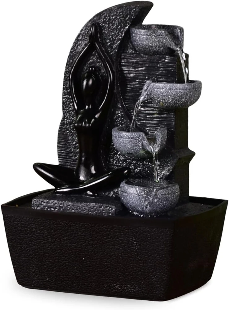 Zen Light Scfr2008 Cascade 4 lygių vidaus fontanas, 25 cm aukščio, pilkas