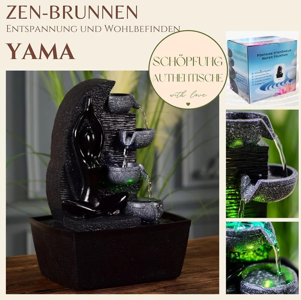 Zen Light Scfr2008 Cascade 4 lygių vidaus fontanas, 25 cm aukščio, pilkas
