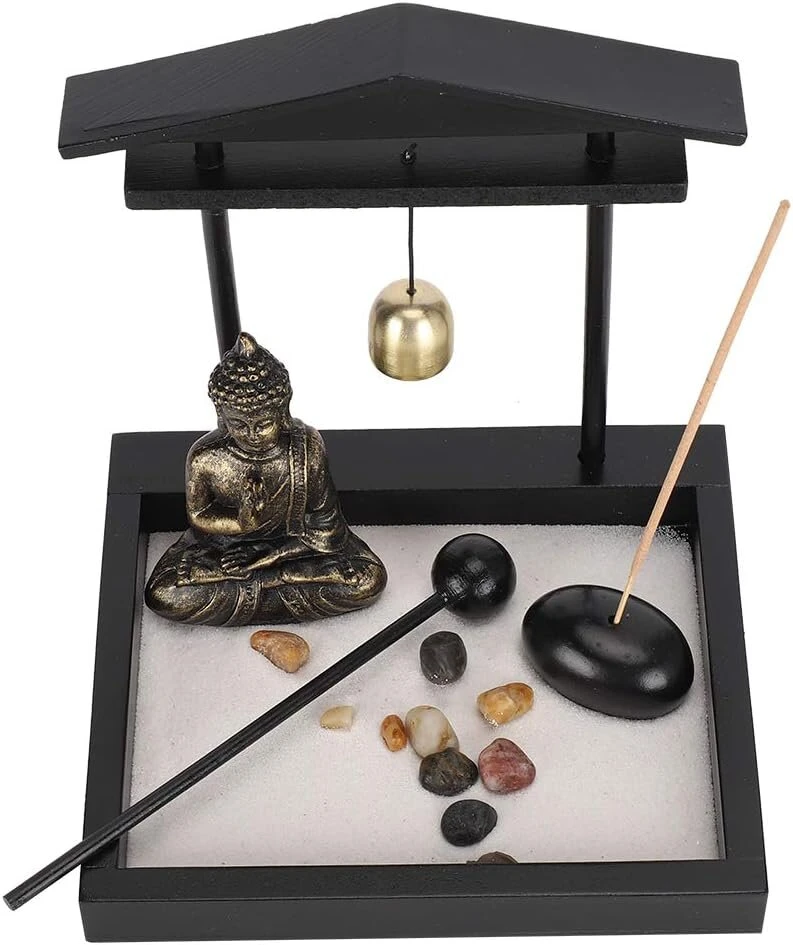 Zen sodas su budos figūrėle, japoniškas smilkalų laikiklis budos statula smilkalų laikiklių rinkinys jardin zen su 3 smilkalų lazdelėmis dekorui, atsipalaidavimui, meditacijai (1906)