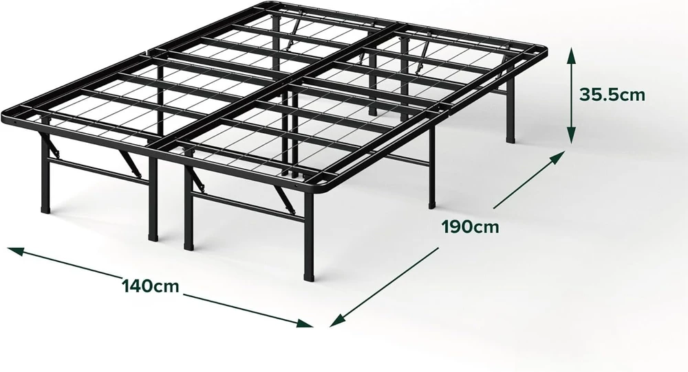 Zinus 35cm itin tvirtas smartbase grotelių pagrindas | metalinis platformos pagrindas | lengvai surenkamas | vieta daiktams po lova | 140 x 190 cm | juodas