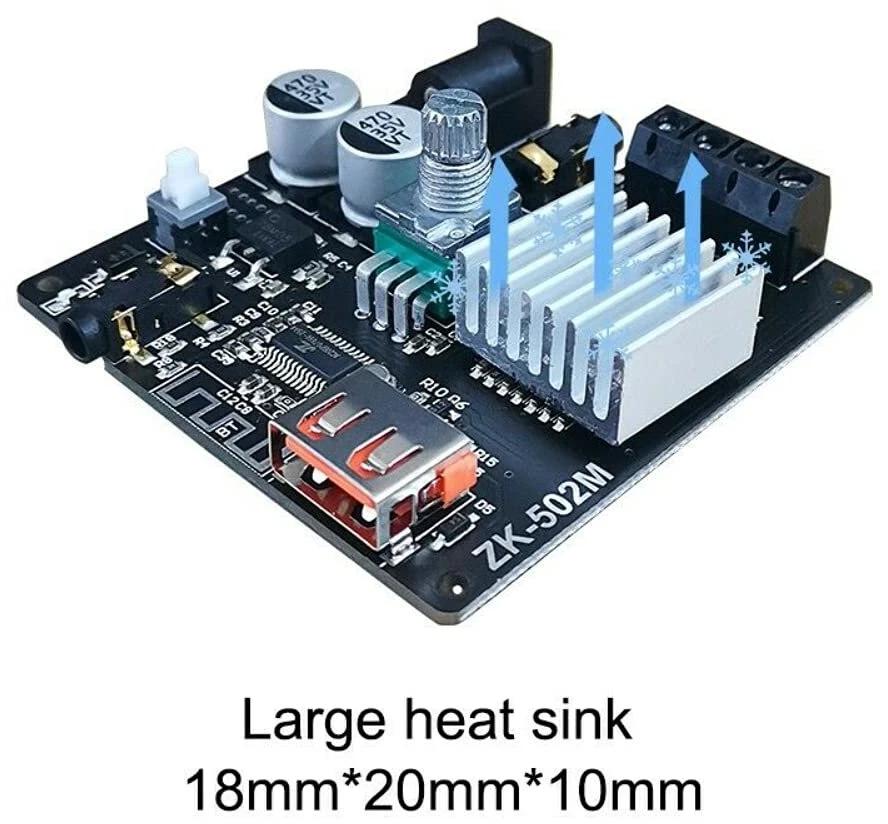 Zk-502m Mini 2.0 Stereo Stiprintuvas 50w+50w Bluetooth, Aux, Usb