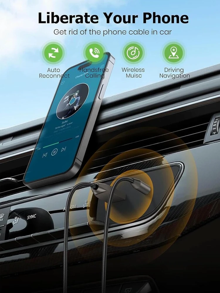 Zoachii aux bluetooth 5.4 adapteris, laisvų rankų skambučiai ir belaidis muzikos srautinis perdavimas automobiliui, namų stereo garsiakalbiui, stiprintuvo garso sistemai