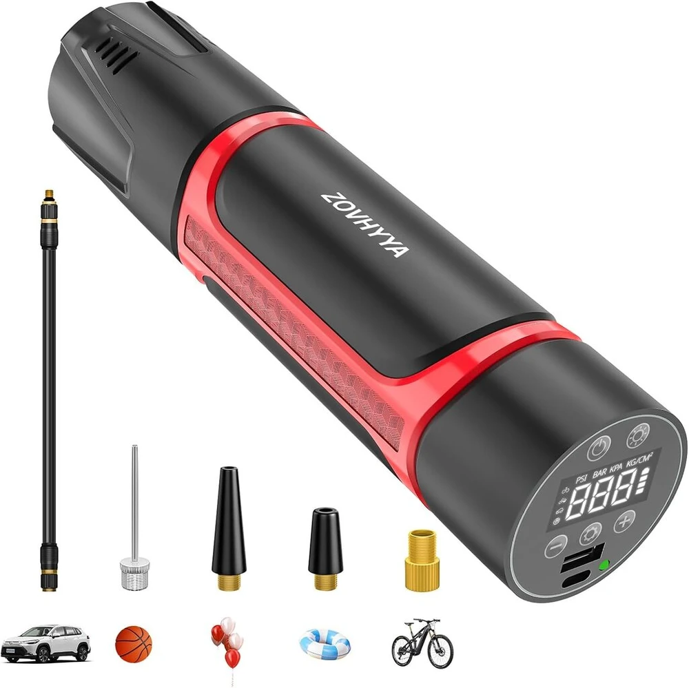 Zovhyya akumuliatorinis oro siurblys 150 Psi elektrinis oro siurblys 4500 Mah mini oro kompresorius Usb Type C įvestis dviračio siurblys su skaitmeniniu Led apšvietimu automobiliui motociklui kamuoliui