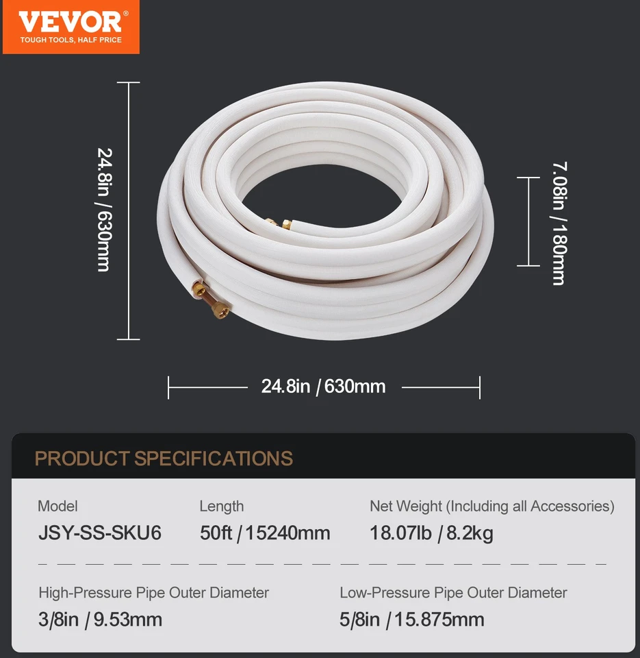 VEVOR mini skirstytuvo linijos rinkinys 15240 mm