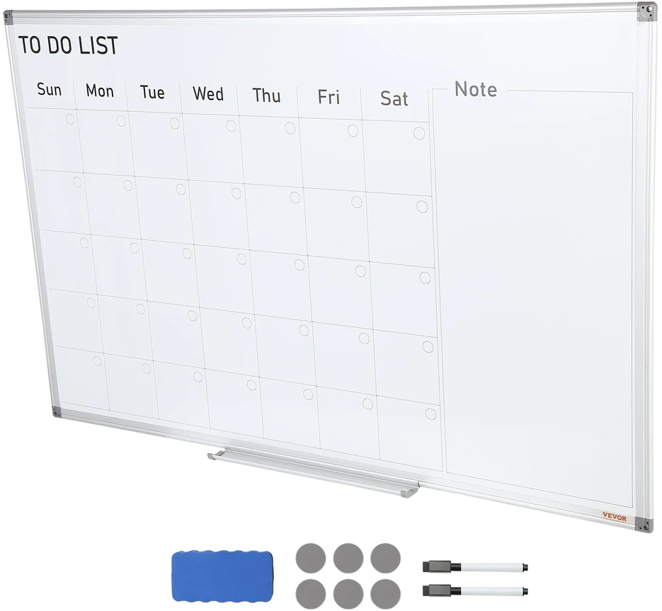 VEVOR Kalendorinė lenta 915x610x50 mm, magnetinė sausai valoma kalendorinė lenta, mėnesio planavimo lenta, biuro lenta