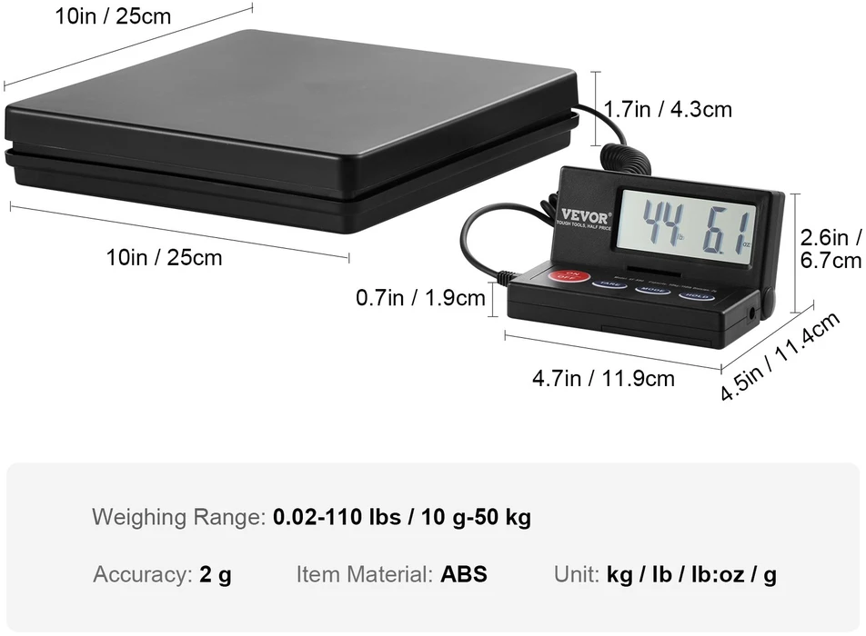 VEVOR Siuntimo skaitmeninė pašto svarstyklė 50 kg