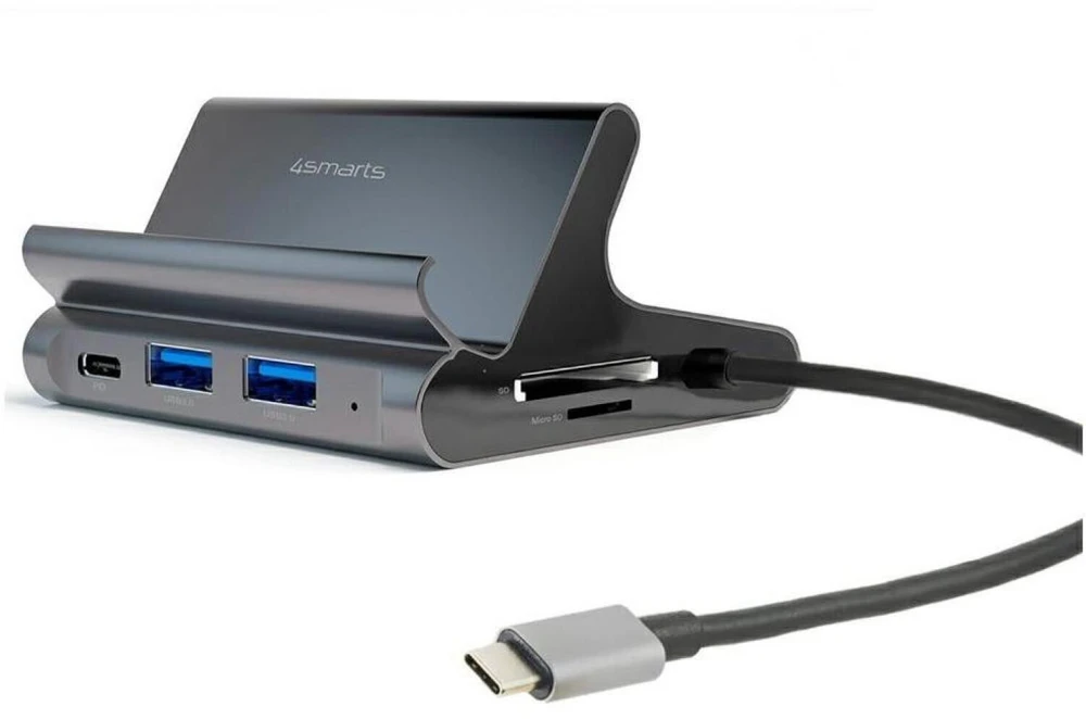 Stotelė / replikatorius 4smarts 7w1 DeX 2xUSB-C/ 2xUSB-A/ HDMI/SD/ Micro SD/ RJ45 Pilka (4SM000038)