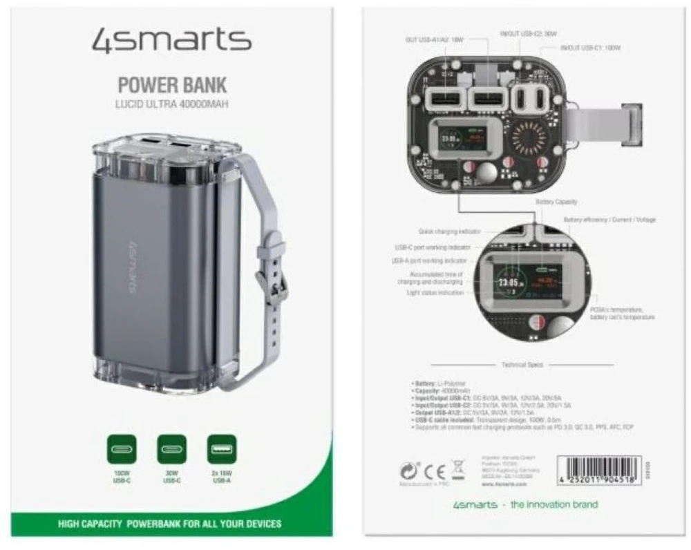 4smarts Lucid Ultra 40000 mAh 100W pilka