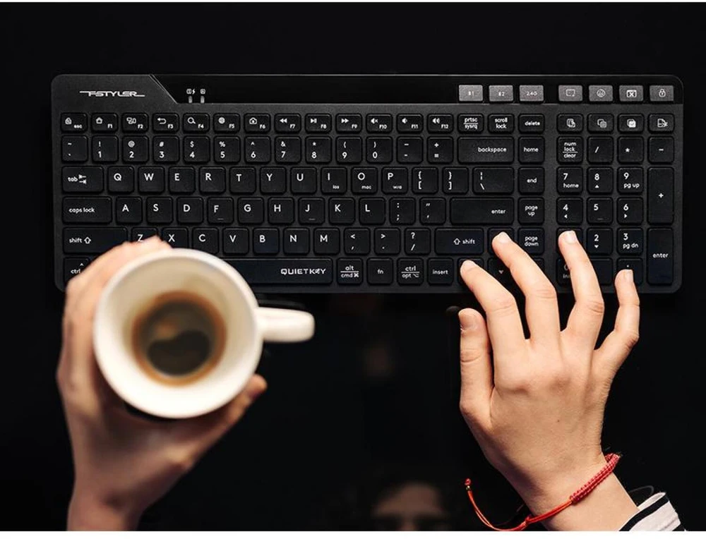 A4Tech Fstyler klaviatūra FBK27CAS, nespaudžianti, 96 % naudojama.