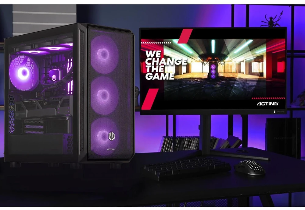 Actina 5901443414643 Asmeninis kompiuteris AMD Ryzen™ 7 7800X3D 32 GB DDR5-SDRAM 2 TB SSD AMD Radeon RX 9070 XT Midi Tower Skysčio aušinimo sistema Juodas
