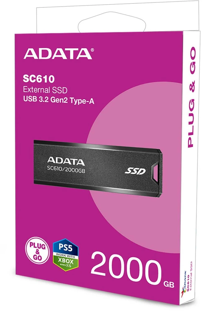 Kietasis diskas USB Atmintinė - Adata SC610 2 TB, Juoda