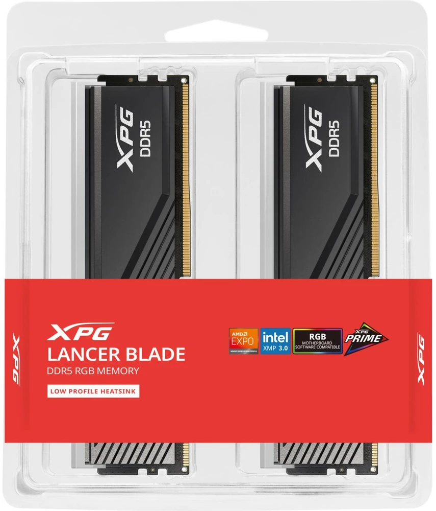 RAM Adata operatyvioji atmintis AX5U6000C2832G-DTLABRBK, 64 GB, DDR5-6000, 2x 32 GB, CL28, 1.1 V, XPG Lancer Blade RGB, XMP, AMD EXPO