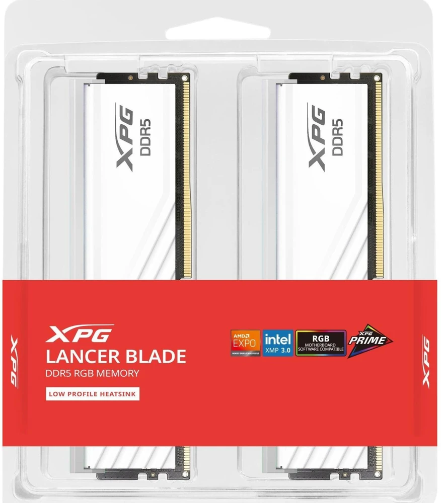 ADATA DDR5 - 48GB - 6000 - CL - 30 (2x 24 GB) dual kit, RAM (baltas, AX5U6000C3024G-DTLABRWH, Lancer Blade RGB, INTEL XMP, AMD EXPO)