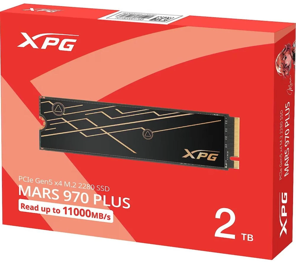 Adata XPG MARS 970 PLUS SMAR-970PL-2TCS, 2TB, M.2 2280, PCIe 5.0 x4, NVMe, TLC, 11000MB/s skaitymas, 10000MB/s rašymas, 1200TB TBW
