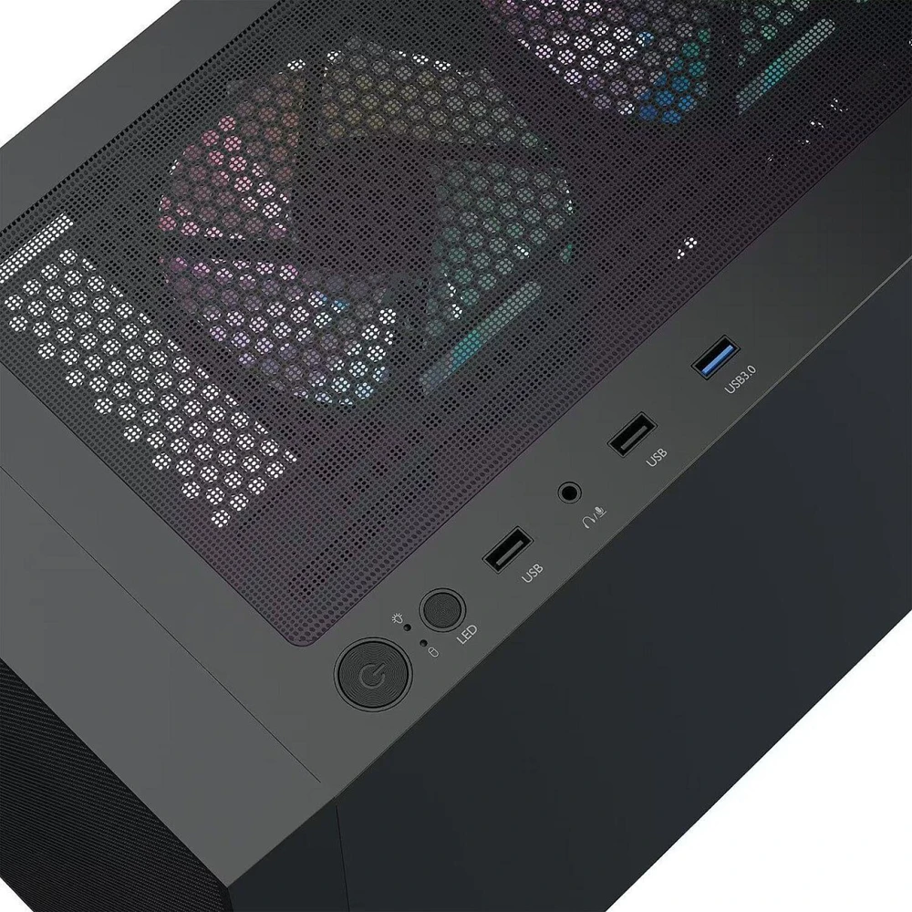 Aerocool kompiuterio korpusas B509A Flow-G-BK-v1 ACCX-BD02002.11, ATX, 650W, 4 ventiliatoriai, grūdintas stiklas, juodas