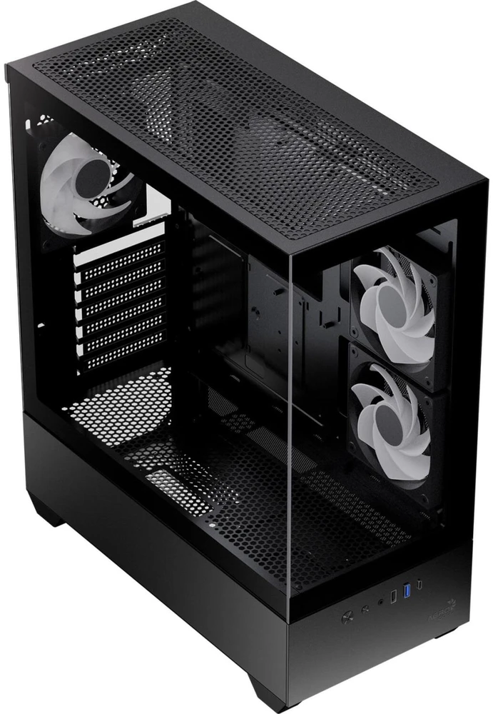 Aerocool P500D-G-BK-v1 ACCM-PN06033.11, kompiuterio korpusas, juodas, Midi-Tower, 45 l, grūdintas stiklas, plienas 0,5 mm, ATX