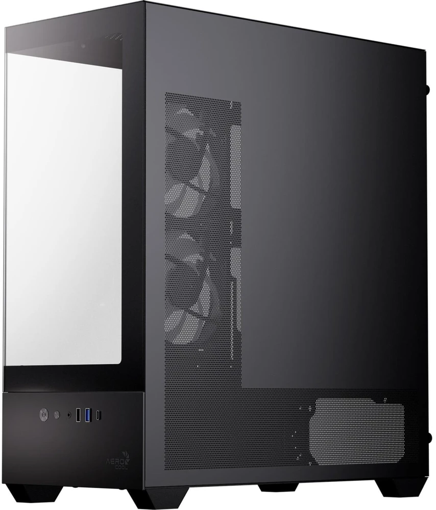 Aerocool P500D-G-BK-v1 ACCM-PN06033.11, kompiuterio korpusas, juodas, Midi-Tower, 45 l, grūdintas stiklas, plienas 0,5 mm, ATX