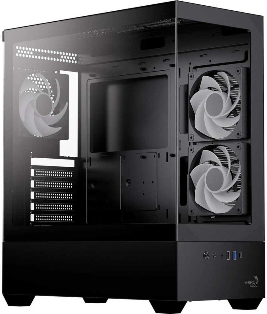 Aerocool P500D-G-BK-v1 ACCM-PN06033.11, kompiuterio korpusas, juodas, Midi-Tower, 45 l, grūdintas stiklas, plienas 0,5 mm, ATX