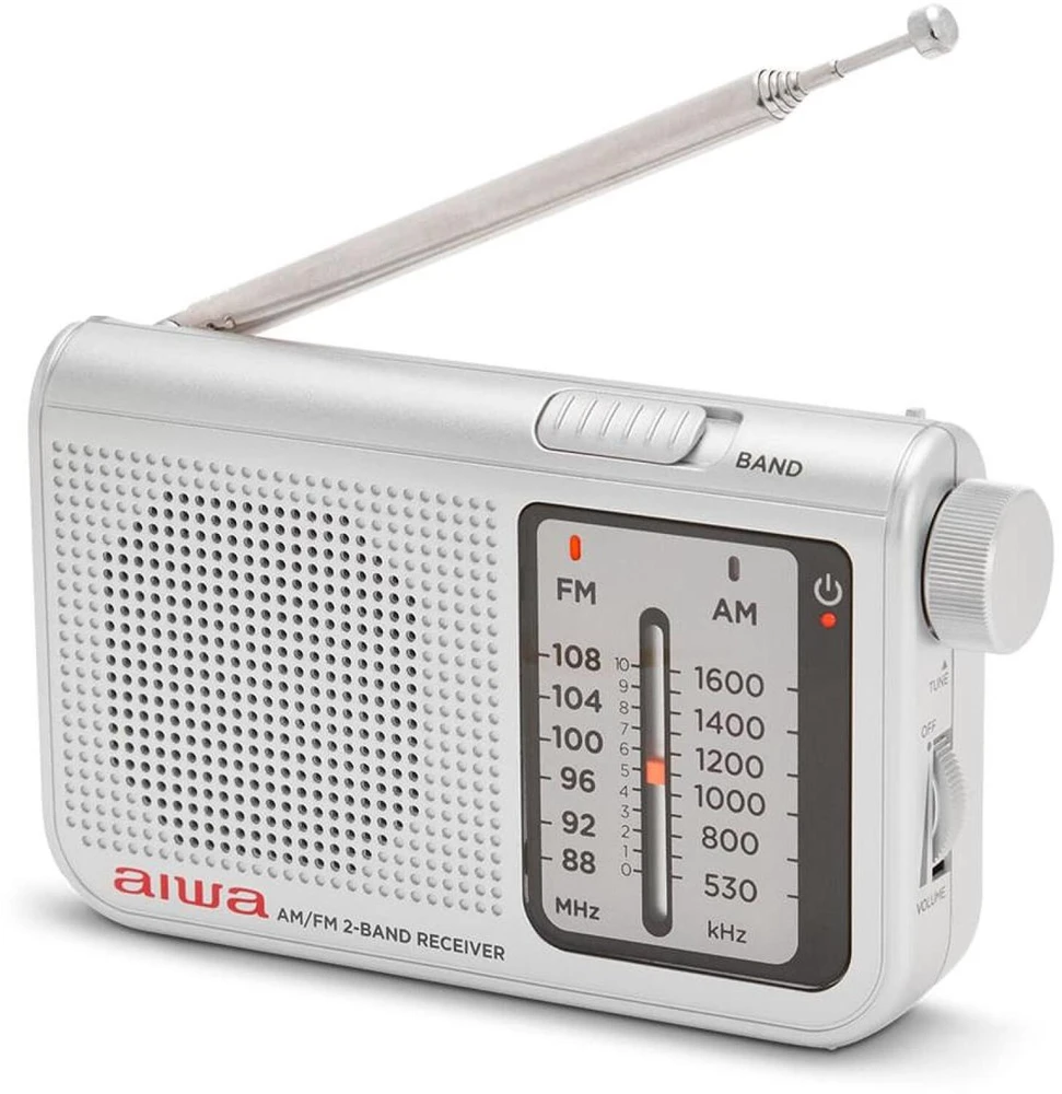 Aiwa Radijo imtuvas FM/AM su 3.5mm lizdu, sidabro spalvos