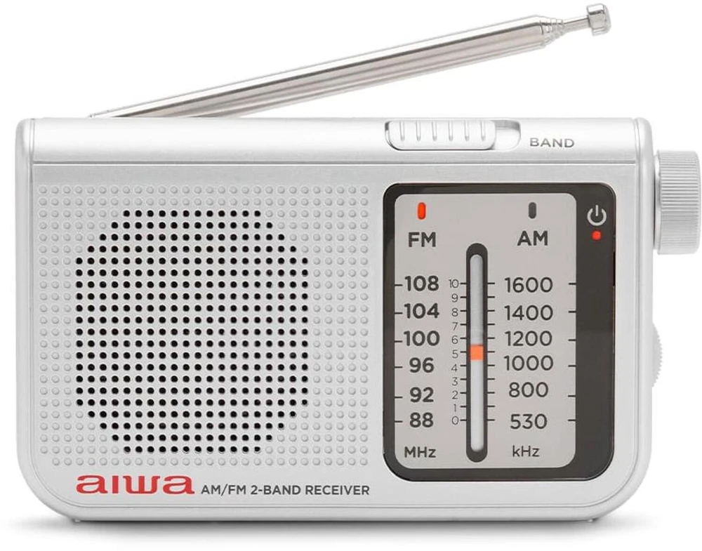 Aiwa Radijo imtuvas FM/AM su 3.5mm lizdu, sidabro spalvos