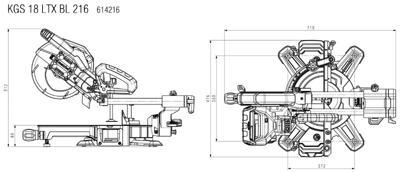 METABO Skersinio pjovimo staklės KGS 18 LTX BL 216 2x8,0Ah LiHD