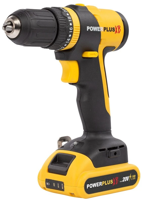 Akumuliatorinis gręžtuvas 20V 2x1,5Ah, akumuliatorinis + priedai POWXB10070 POWERPLUS XB
