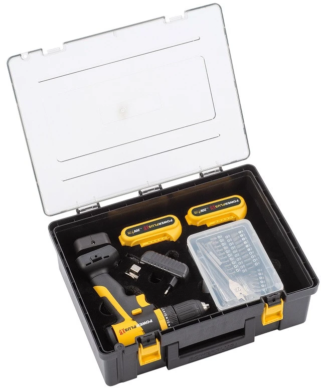 Akumuliatorinis gręžtuvas 20V 2x1,5Ah, akumuliatorinis + priedai POWXB10070 POWERPLUS XB