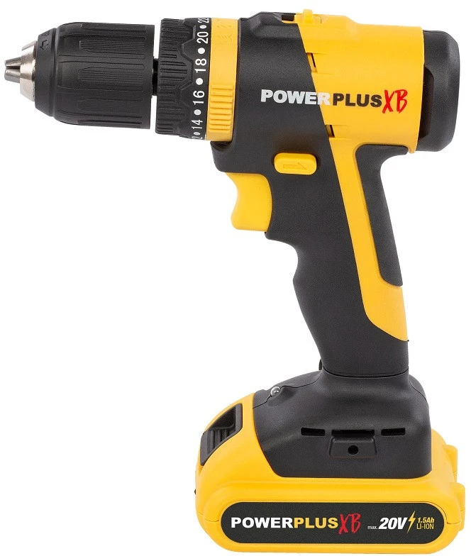 Akumuliatorinis gręžtuvas 20V 2x1,5Ah, akumuliatorinis + priedai POWXB10070 POWERPLUS XB