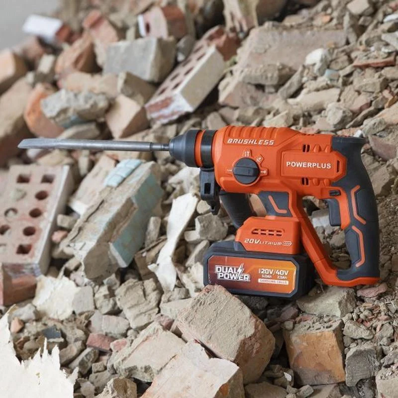 POWERPLUS Wireless prank hammer 20V 3J SDS -Plus Brushless + 5 Accessories - Dual Power Powdp15630 - Delivered without battery or charger