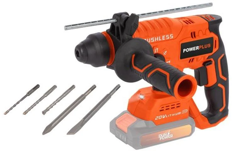 POWERPLUS Wireless prank hammer 20V 3J SDS -Plus Brushless + 5 Accessories - Dual Power Powdp15630 - Delivered without battery or charger