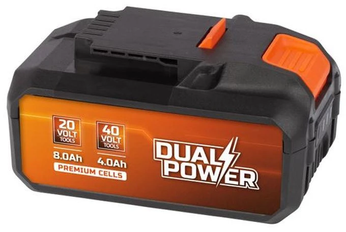 POWERPLUS Dual Power 2x20V 4AH baterija 40V arba 8Ah įrankiui su 20V dvigubos galios elektriniu įrankiu – suderinama su 40V ir 20V įrankiais