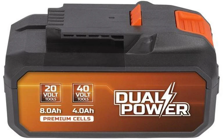 POWERPLUS Dual Power 2x20V 4AH baterija 40V arba 8Ah įrankiui su 20V dvigubos galios elektriniu įrankiu – suderinama su 40V ir 20V įrankiais