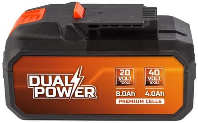 POWERPLUS Dual Power 2x20V 4AH baterija 40V arba 8Ah įrankiui su 20V dvigubos galios elektriniu įrankiu – suderinama su 40V ir 20V įrankiais