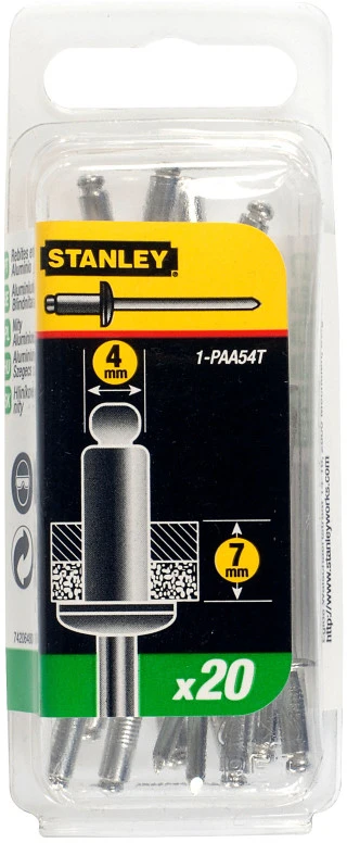 Stanley Aliuminio knietė 5 / 32 x 1 / 4 "20 vienetų (PAA54T1)