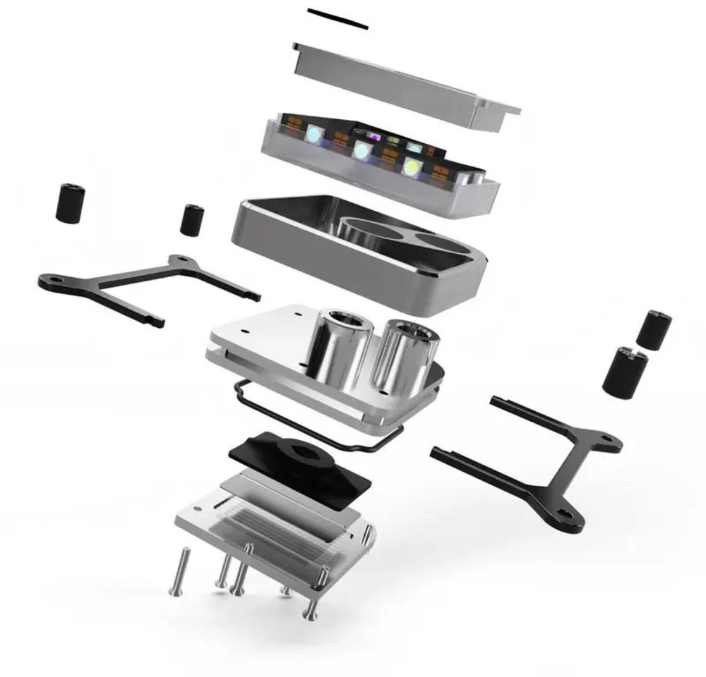 Alphacool Core 1 Aurora CPU cooler, ARGB – Sidabrinis