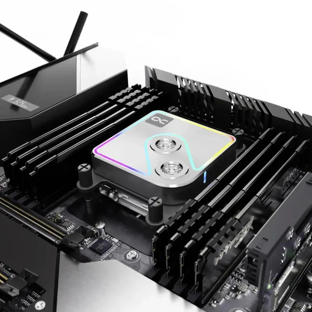 Alphacool Core 1 Aurora CPU cooler, ARGB – Sidabrinis