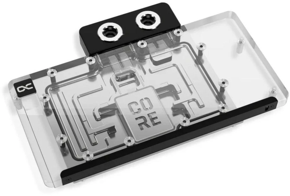 „Alphacool Core RX 9070 Steel Legend“ vaizdo plokštės vandens blokas, ARGB, su galine plokšte – akrilas